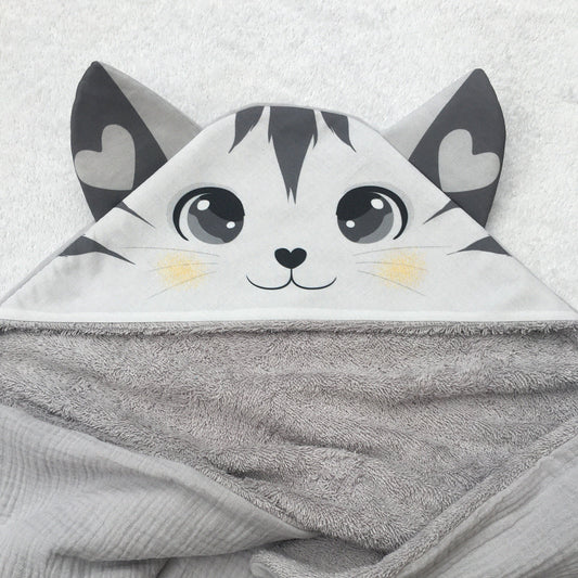 cape de bain bébé - chat