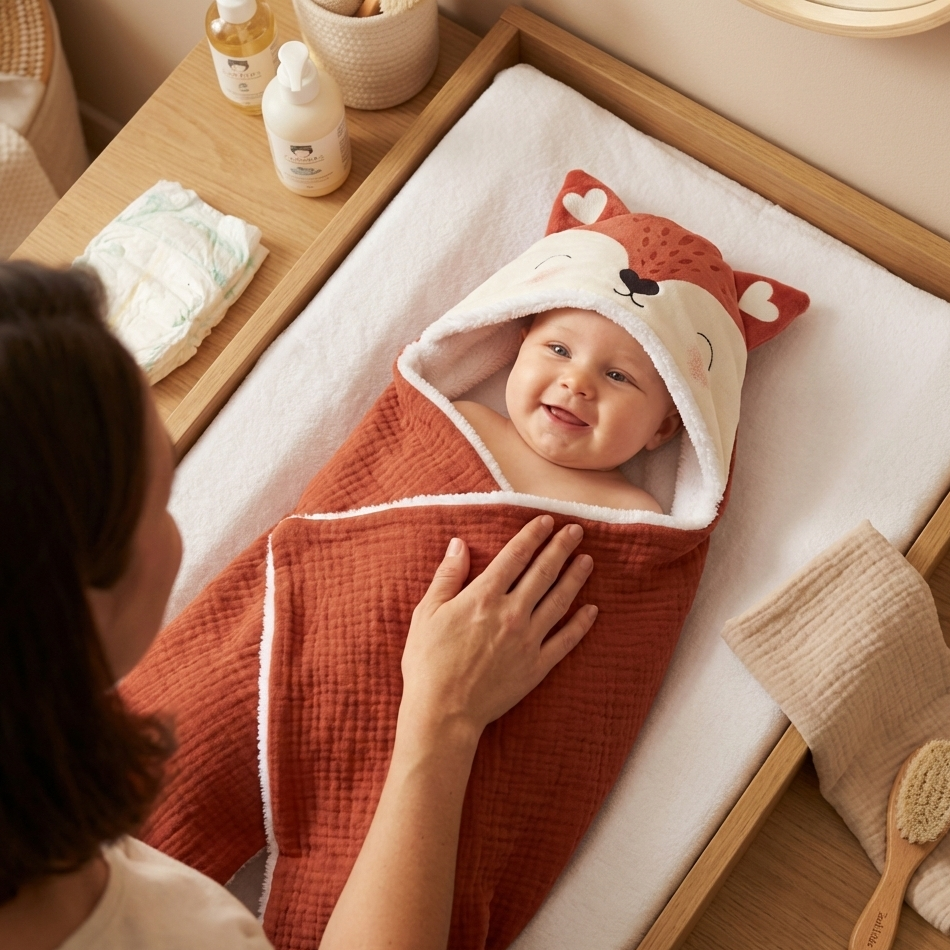 Cape de bain bébé Renard