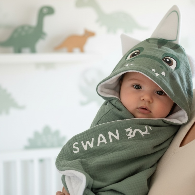 cape de bain bébé dino