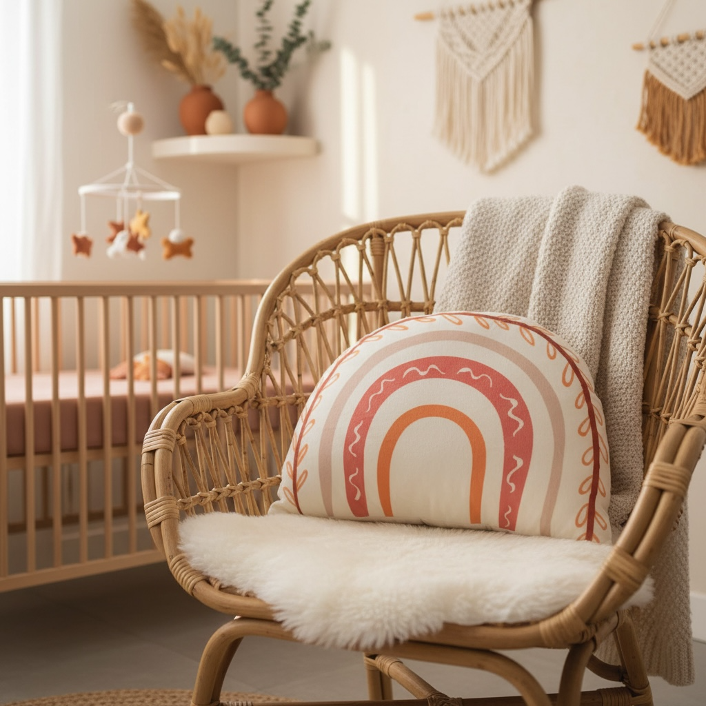 Coussin naissance arc en ciel