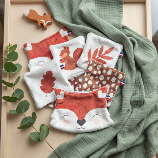 lingettes lavables bébé – thème forêt
